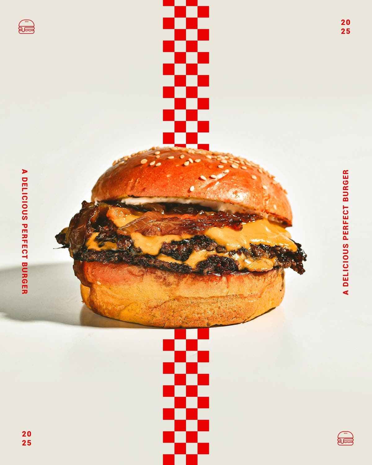 Double smash burger with melted cheese on a toasted brioche bun